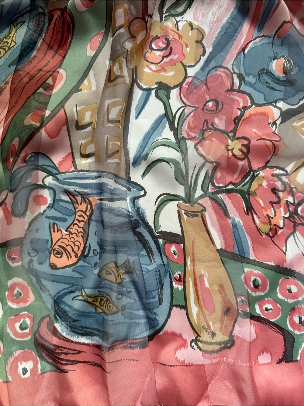 NWT Vintage Fishbowl Goldfish Scarf Square GrandmaCore
